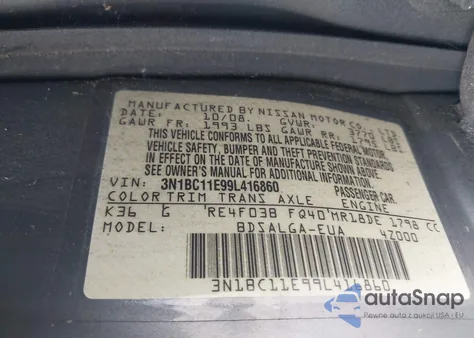 2009 Nissan Versa 1.8Sl from USA, damaged, VIN 3N1BC11E99L416860